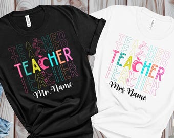 Camiseta personalizada para profesor: regalo de regreso a clases con nombre personalizado