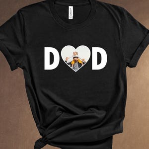 Personalized DAD Photo Shirt , Custom Picture Heart Tee , Father&#39;s Day Gift , Father Photo T-Shirt , Gift for Father from Kids.