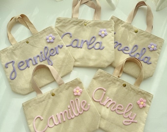 Mini sac fourre-tout personnalisé : Sac personnalisé pour demoiselle d'honneur | Cadeau d'invité | Idée cadeau d'anniversaire ou de Noël