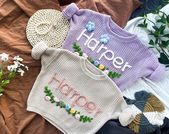 Pull/sweat bébé personnalisé avec prénom, pull bébé brodé pour enfants | Pull bébé garçon/fille