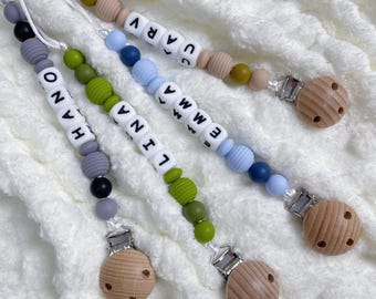 Attache-tétine personnalisée | Attache-tétine personnalisée avec nom | Attache-tétine pour nouveau-né | Attache-tétine pour garçon/fille | Attache-tétine en bois/silicone
