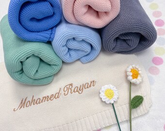 Couverture bébé brodée de luxe avec prénom / Couverture bébé personnalisée avec prénom / Couverture nouveau-né / Couverture pour chambre d'enfant