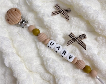 Attache-tétine personnalisée | Attache-tétine personnalisée avec nom | Attache-tétine pour nouveau-né | Attache-tétine pour garçon/fille | Attache-tétine en bois/silicone