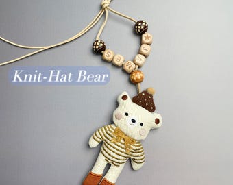 Collier personnalisé avec prénom, collier pour enfant avec perles en bois et cordon en cuir réglable, ensemble assorti mère-enfant, cadeau pour bébé et enfant