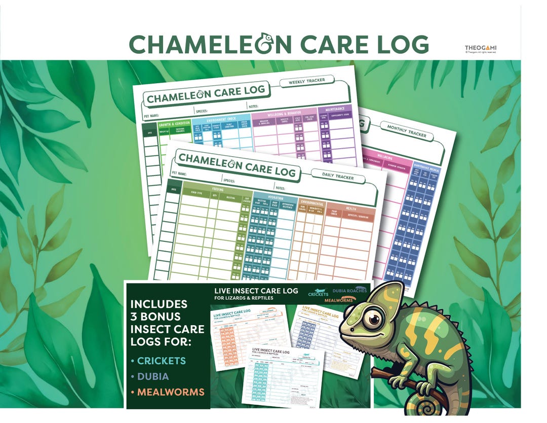 Photo inspiration: Chameleon Care Log Reptile Health Tracker Husbandry Journal Pdf Photo Inspiration