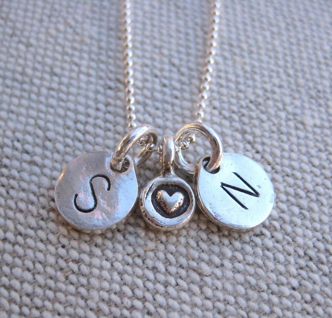 Boyfriend Necklace Two Hand Stamped Initial Charms with a Etsy