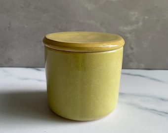 Handmade Ceramic Butter Crock: Green Stoneware Butter Keeper