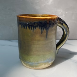 Drippy Glaze Ceramic Mug: Abstract Watercolor Crystal Coffee Cup