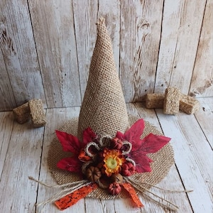 Halloween Burlap Witch Hat Ornament/ Farmhouse Country Decor / Tier Tray/ Dough Bowl/ Ornament