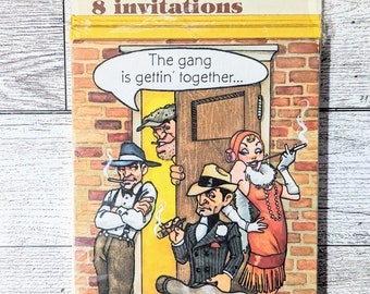 Vintage Hallmark Invitations The gang is gettin' together...  Junk Journal Ephemera Junk Journal Card Vintage Cards Set of 8 Cards