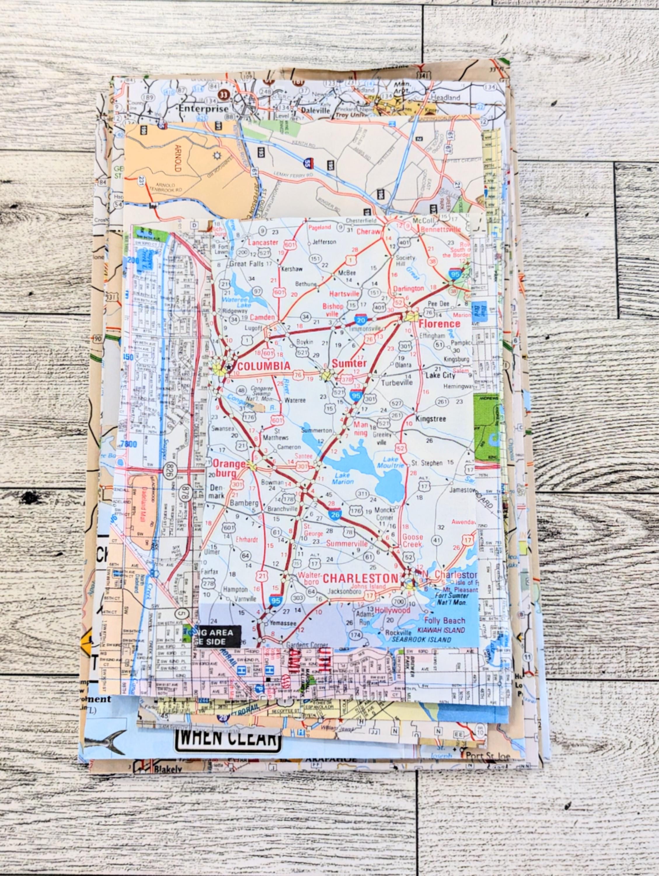 Vintage Map Scrap Pieces, Map Ephemera, Old Map Pieces, USA Map Pieces ...