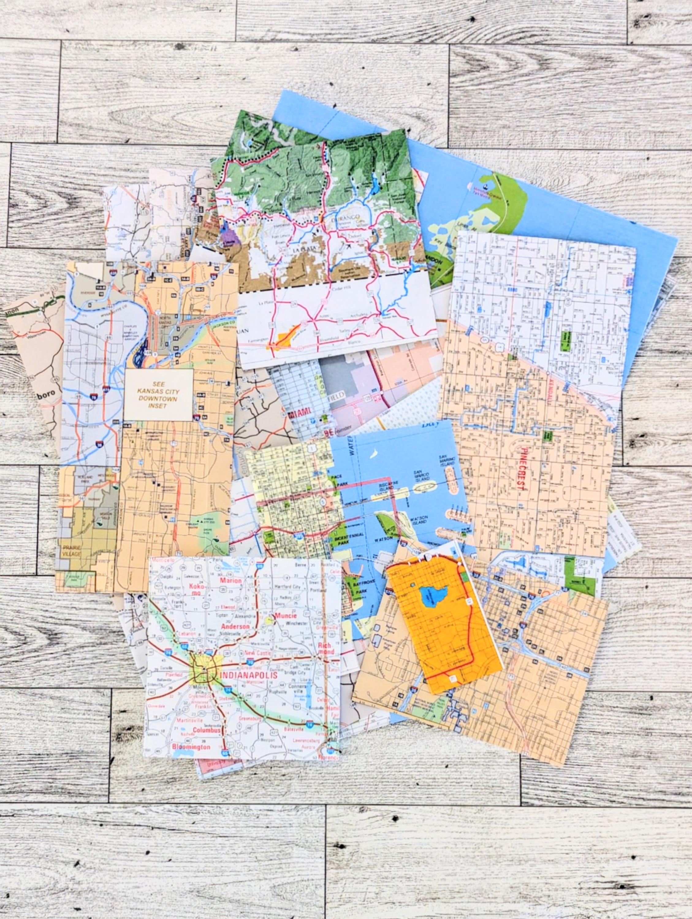 Vintage Map Scrap Pieces, Map Ephemera, Old Map Pieces, USA Map Pieces ...