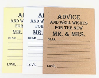Set of 20 Advice Card - Wedding Wish - Wedding Advice Wedding Wishes - Bridal Shower - Bride and Groom Mr. & Mrs. Wish Card Wedding Wish Tag