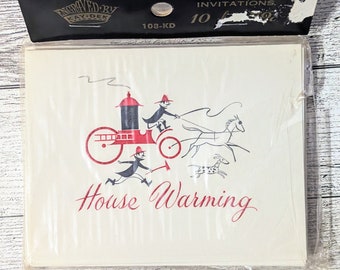 Vintage House Warming Invitations Cards Hand Engraved Invitations Kay-Dek Set of 10 Invitations  Junk Journal Ephemera