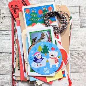 Christmas Junk Journal Kit Christmas Ephemera Supplies Art Journal Christmas Gift Giving Scrapbook Supplies Envelopes Altered Art Collage