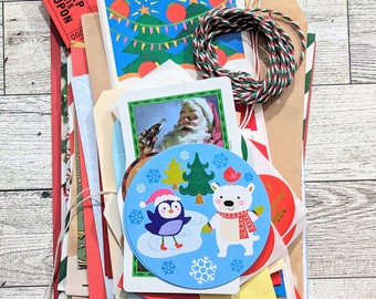 Christmas Junk Journal Kit Christmas Ephemera Junk Journal Supplies Art Journal Supplies Christmas Gift Giving Scrapbook Supplies Envelopes