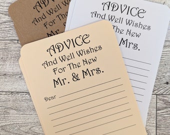 Set of 20 Advice Card Wedding Card Wedding Advice Wedding Shower Bridal Shower Bride and Groom Mr. & Mrs. Wish Card Wedding Wishes