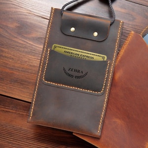 Personalized Leather Phone Pouch, Handmade Crossbody Bag, Phone Shoulder Bag, Christmas Gift, Cell Phone Purse, Slim iPhone Case, Custom Bag