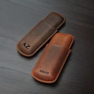 Personalized Leather Cigar Case, Handmade Cigar Box, Travel Cigar Holder, Groomsmen Gift, Father&#39;s Day Gift, Christmas Gift, Husband Gift