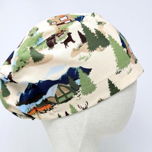 Camping  Euro Scrub Cap with satin lined. Mountain Surgical Hat for Women. European Surgical scrub cap.