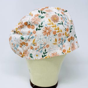 Euro Scrub Cap with satin lined. Floral Surgical Hat for Women. European Surgical scrub cap.