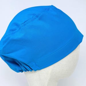 Blue Euro Scrub Cap with satin lined. Solid color Surgical Hat for Women. European Surgical scrub cap.