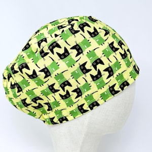 Cat Euro Scrub Cap with satin lined. Surgical Hat for Women. Cute European Surgical scrub cap.