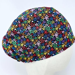 Star Euro Scrub Cap with satin lined. Summer Surgical Hat for Women. European Surgical scrub cap.
