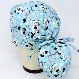 Dog ponytail scrub cap - Cute Surgical Cap for Women with Satin Lined Option.
