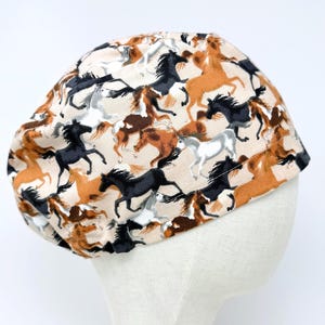 Horse Euro Scrub Cap with satin lined. Farm Surgical Hat for Women. European Surgical scrub cap.