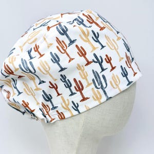 Desert cactus Euro Scrub Cap with satin lined. Surgical Hat for Women. European Surgical scrub cap.