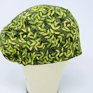 Plant leaf Euro Scrub Cap with satin lined. Floral Surgical Hat for Women. European Surgical scrub cap.