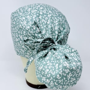 Plant ponytail scrub cap - Spring Surgical Cap for Women with Satin Lined Option.