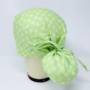 Spring floral Ponytail Scrub Cap - Summer Surgical Cap for Women with Satin Lined Option.