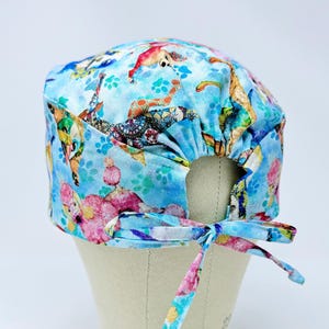 Men&#39;s Scrub Cap with Tie Back, Funny dogs skull tie-back style surgical Scrub Hat.