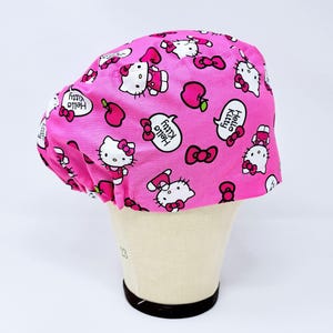 Pink Euro Scrub Cap Satin Lined. Surgical Hat, European scrub caps for Women.