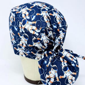 Space ponytail scrub cap - Astronaut Surgical Cap for Women with Satin Lined Option.