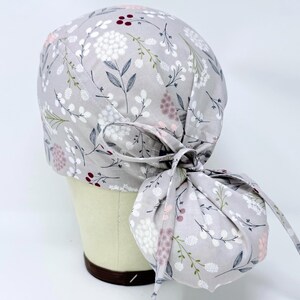 Floral ponytail scrub cap - Spring Surgical Cap for Women with Satin Lined Option.