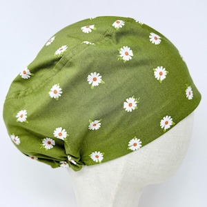 Chamomile Euro Scrub Cap with satin lined. Summer Surgical Hat for Women. European Surgical scrub cap.