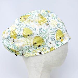 Bee Euro Scrub Cap with satin lined. Cute Surgical Hat for Women. European Surgical scrub cap.