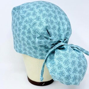 Flower ponytail scrub cap - Surgical Cap for Women with Satin Lined Option.