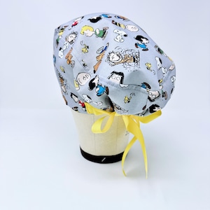 Euro Scrub Cap with Ties. European scrub caps for women. Surgical Cap for Women with Satin Lined. Grey.