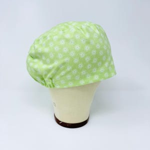 Light green Euro Scrub Cap with satin lined. Floral Surgical Hat for Women. European Surgical scrub cap.