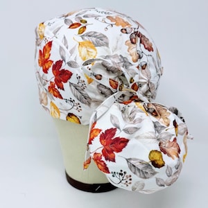 Fall Ponytail Scrub Cap - Floral Surgical Cap for Women with Satin Lined Option.