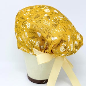 Plant Euro Scrub Cap with Ties. Winter European Satin Lined scrub caps for women.