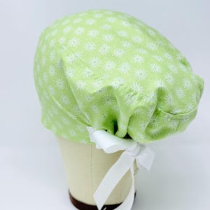 Spring flower Euro Scrub Cap with Ties. Summer European Satin Lined scrub caps for women.