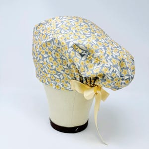 Flower Euro Scrub Cap with Ties. Spring European scrub caps for women. Surgical Cap for Women with Satin Lined Option.