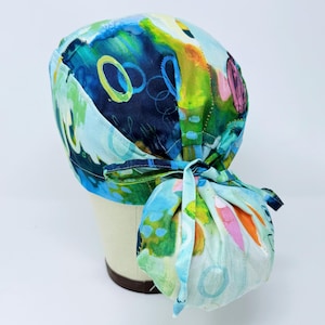 Satin Lined Ponytail Scrub Cap. Summer Surgical hat for Women.