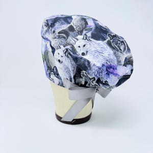 Euro Scrub Cap with Ties. Call Of The Wild European scrub caps for women. Wolves Surgical Cap for Women with Satin Lined Option.