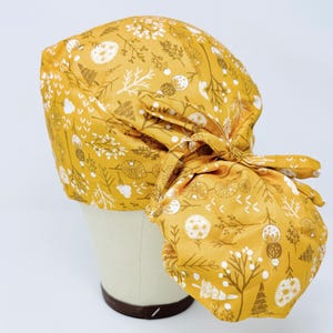 Ponytail Scrub Cap - Thanksgiving scrub hat. Fall plant Surgical Cap for Women with Satin Lined.